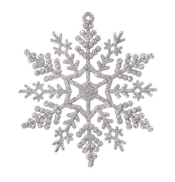 istock Silver snow flake Christmas ornament isolated on white background 1076200926