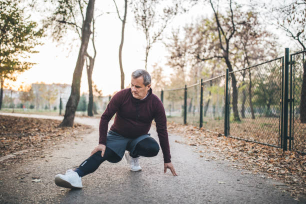 istock Stretching to strengthen his body 1076210358