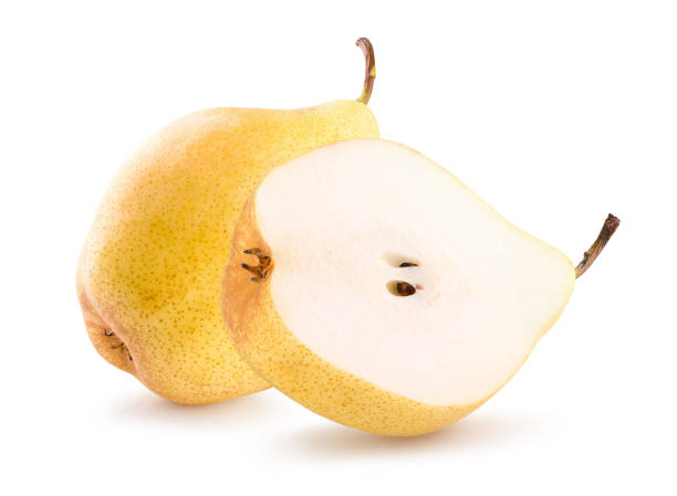 istock pear with half of pear isolated on a white background 1076220660