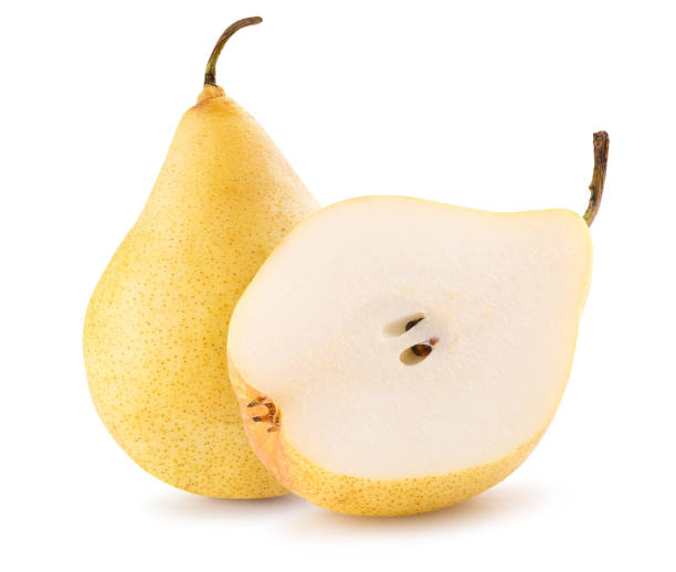 istock pear with half of pear isolated on a white background 1076224736