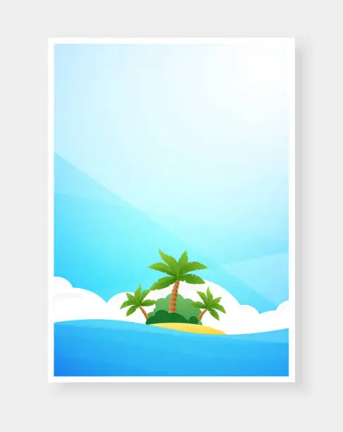 Vector illustration of Tropical beach poster with copy space, Vector design template for banner, flyer, invitation.