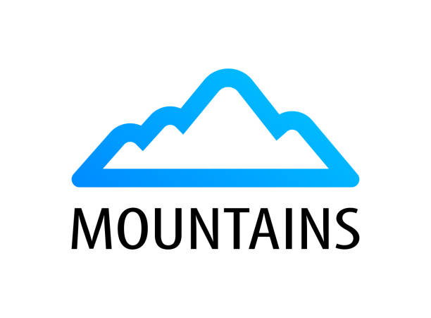 Mountains logo emblem for tour decoration - Vector illustration of travel to Mountains. Mountains logo emblem for tour decoration. Vector illustration blue color of travel to Mountains. montblanc logo stock illustrations