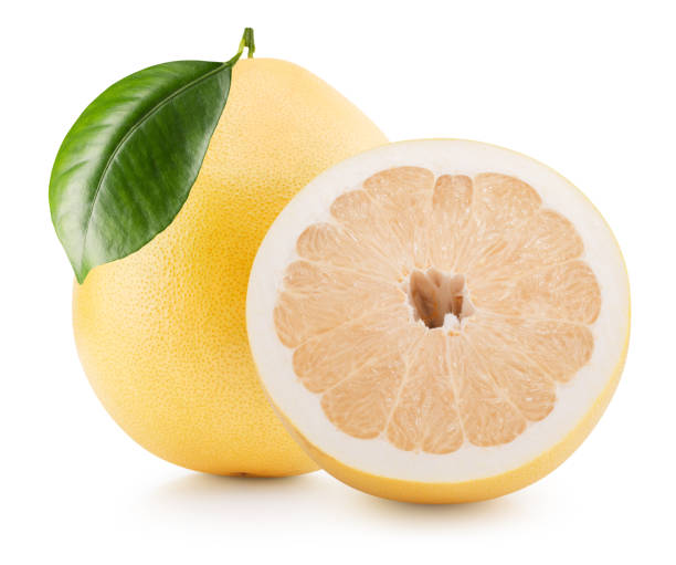 istock pomelo with half of pomelo isolated on a white background 1076238316