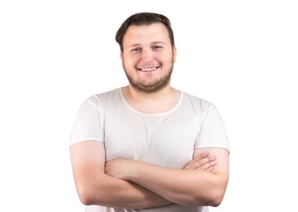 istock Happy chubby man with arms crossed 1076250656