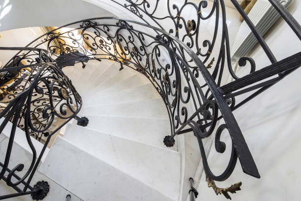 istock Handmade Wrought Iron Railing .luxury lobby interior 1076258180