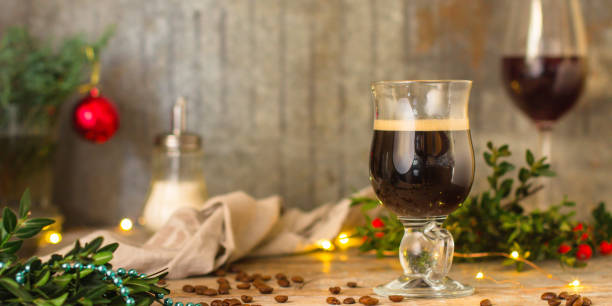istock coffee in a transparent mug (with milk and spices). Top view. copy space 1076259788