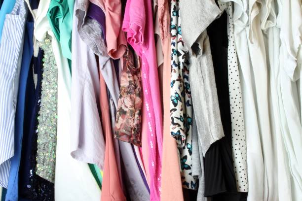istock Woman blouse hanging in the closet 1076273094