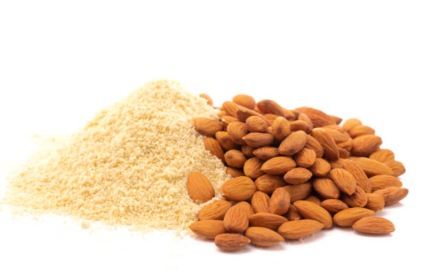 istock Ground Blanched Almond Flour on a White Background 1076276854
