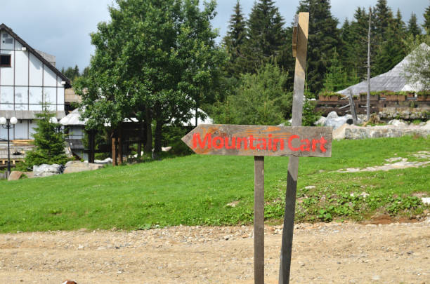 istock Signboard for mountain cart 1076277138
