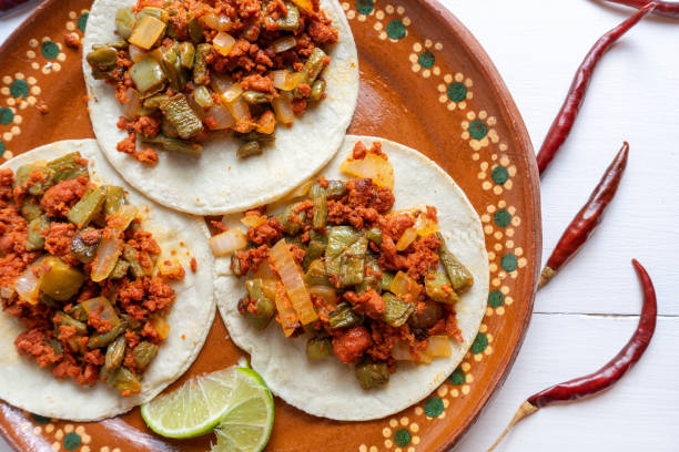 istock Chorizo and nopales tacos 1076281200