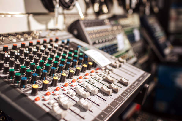 istock Close up of sound controller. It is inside in room. Machine is new. 1076285258