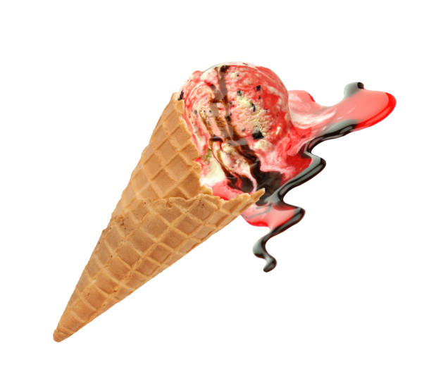 istock Waffle cone with  strawberry ice-cream on white background 1076324902