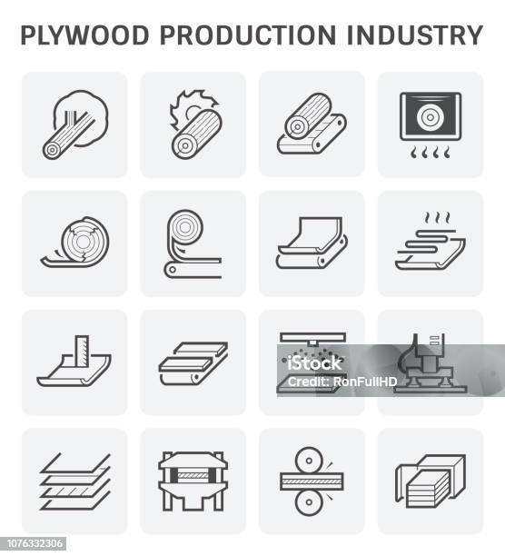Plywood Production Icon Stock Illustration - Download Image Now - Wood - Material, Sheet - Bedding, Hardwood Floor
