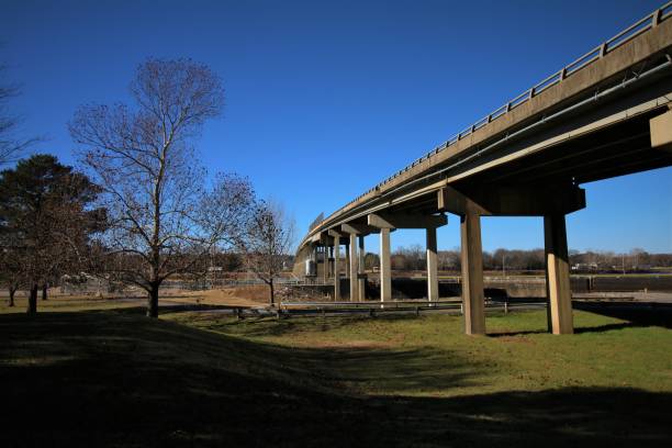 istock Bridge Structure Crossing the Arkansas River at the Toad Suck Ferry Lock and Dam 1076340100