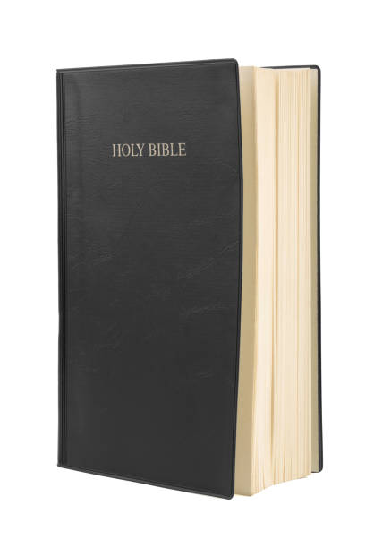 sacra bibbia isolata sul bianco - bible stand foto e immagini stock