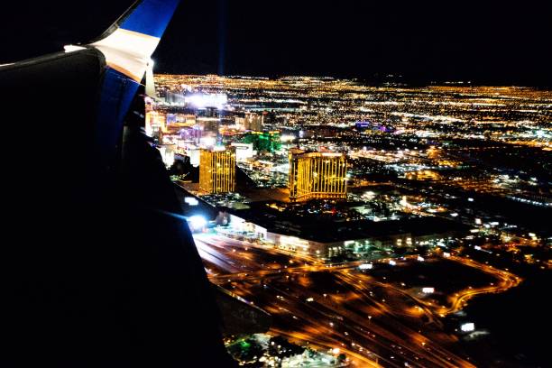 istock Las Vegas City lights from airplane at night 1076351682