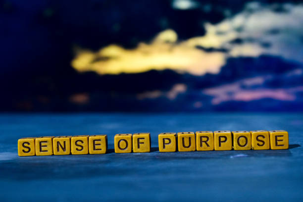 istock Sense of purpose on wooden blocks. 1076406646