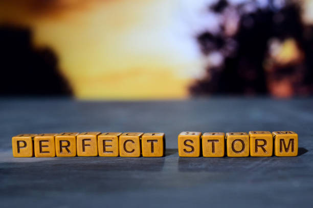 istock Perfect storm on wooden blocks. 1076407888