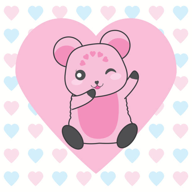 ilustrações de stock, clip art, desenhos animados e ícones de valentine's day illustration with cute pink bear on love background suitable for valentine's day greeting card - invitation postcard scrapbook day