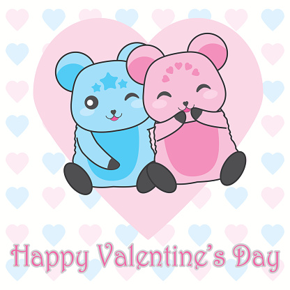 Valentines Day Illustration With Cute Couple Bears On Love Background  Suitable For Valentines Day Greeting Card Stock Illustration - Download  Image Now - iStock