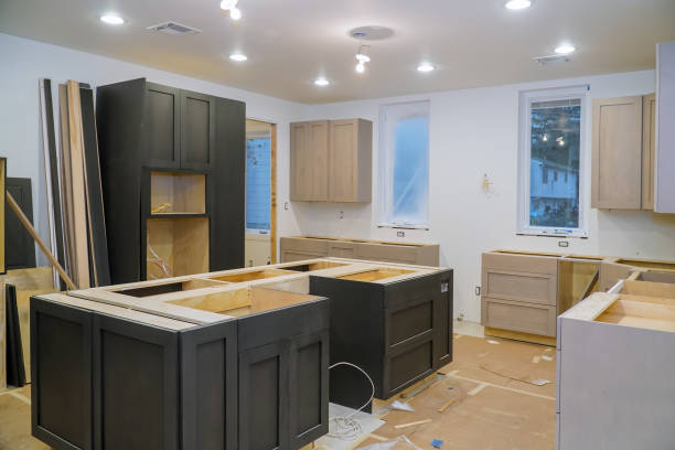 istock Blind cabinet, island drawers and counter cabinets installed 1076414532