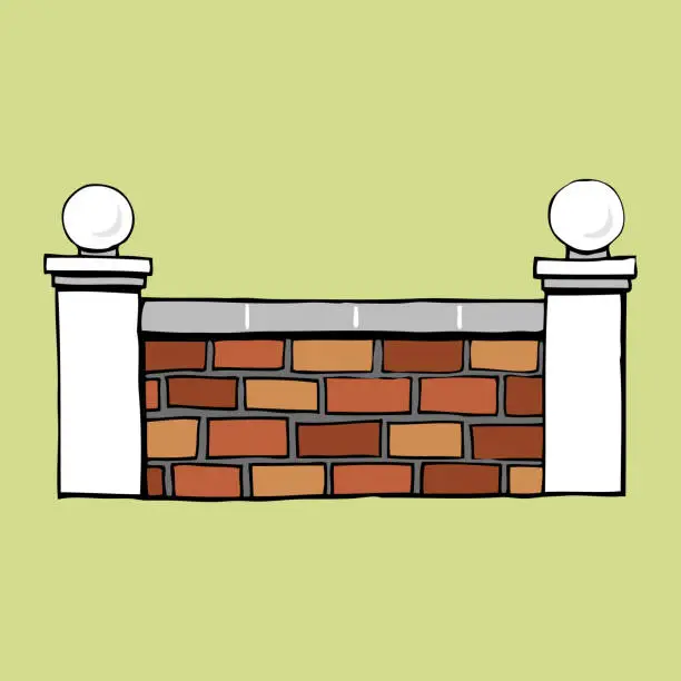 Vector illustration of eequestrian sport Jumping isolated vector brick wall obstacle flat