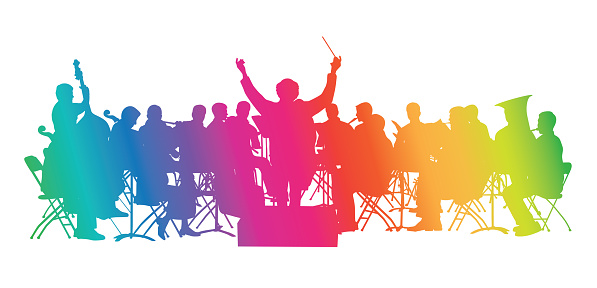 Multi-Coloured silhouette orchestra