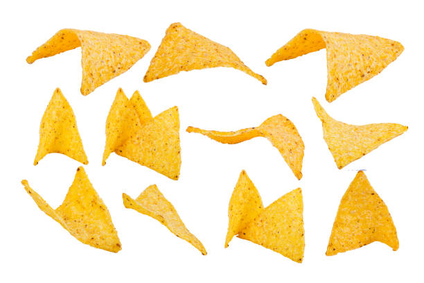 istock Collection of potato chips isolated on white background 1076455070