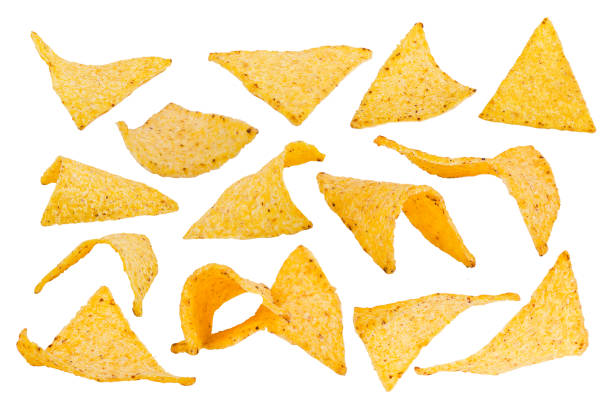 istock Collection of potato chips isolated on white background 1076456360