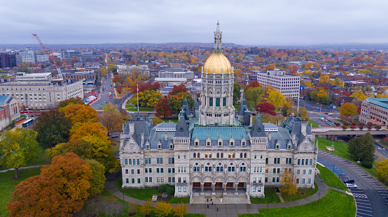 Capitolio del estado domo Hartford Connecticut otoño Color otoño photo