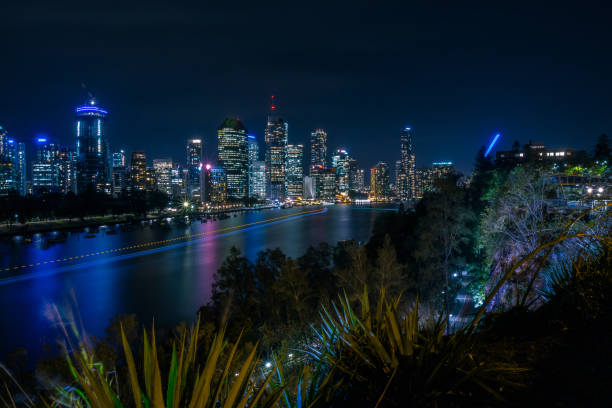 istock Glowing modern city in night time 1076480690