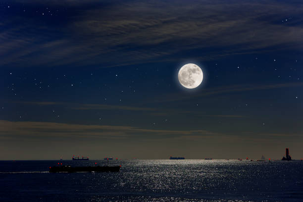 istock Full moon rising over the Tokyo bay. 1076481066