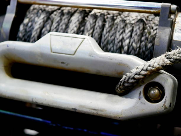 istock Steel wire rope winch car 1076486498
