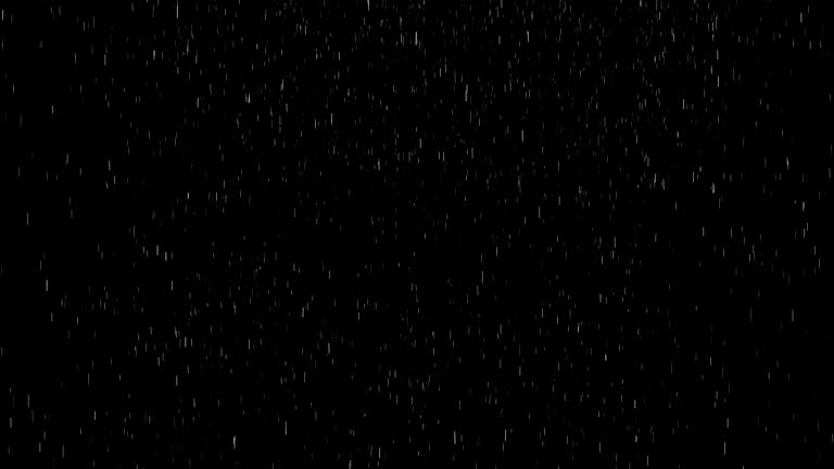 Rain Animation on Black Background Overlay Alpha Channel