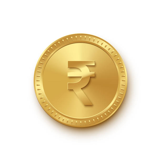 ilustrações de stock, clip art, desenhos animados e ícones de golden isolated rupee coin on the white background. vector finance design element. - gold metal shiny currency