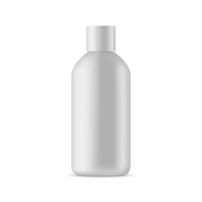 Small cosmetic bottle mockup isolated on white background. Vector illustration