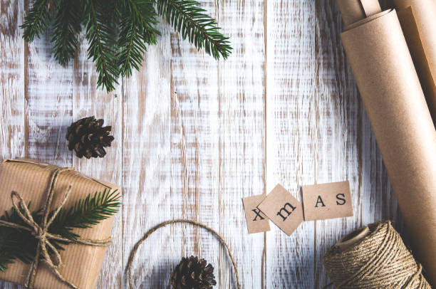 istock Christmas decoration on a white wooden background. Template for text or design 1076496746