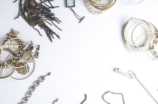 istock Women's jewelry on white background 1076496814