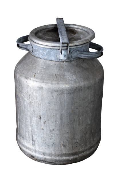 istock vintage aluminum milk can on white background 1076496882