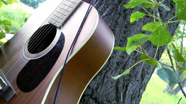 istock musical instrument strings, wooden classic guitar 1076497400