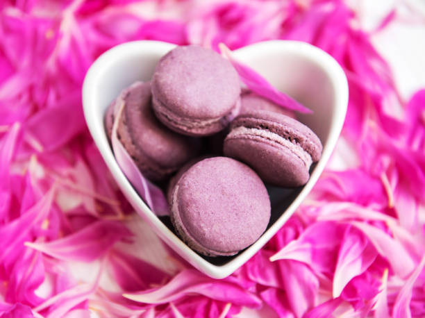 istock Pink peony petals with macarons 1076500874