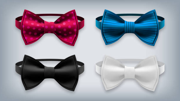 Bow Tie Set Vector. Realistic Knot Silk Bow. Elegance Formal Suit Bowtie. Fashion Cloth, Classic Satin Butterfly. Clothing Accessories Realistic Illustration Bow Tie Set Vector. Realistic Knot Silk Bow. Elegance Formal Suit Bowtie. Fashion Cloth, Satin Butterfly. Clothing Accessories Realistic Illustration neck tie isolated stock illustrations