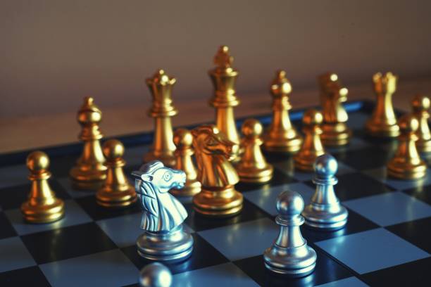 istock Chess board game, encounter serious situation, business competitive concept, copy space 1076506592