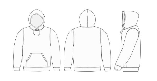 그림의 까마귀 (후드 티) / 화이트 - hooded shirt stock illustrations