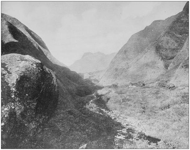istock Antique historical photographs from the US Navy and Army: Hawaiian mountains 1076510556