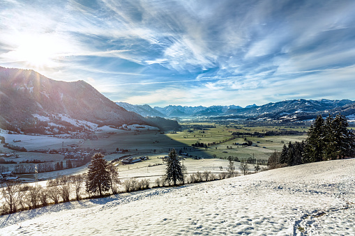 Winter scenic panorama in Bavaria