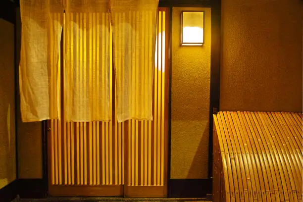 Kyoto Gion at night, entrance of Japanese restaurant