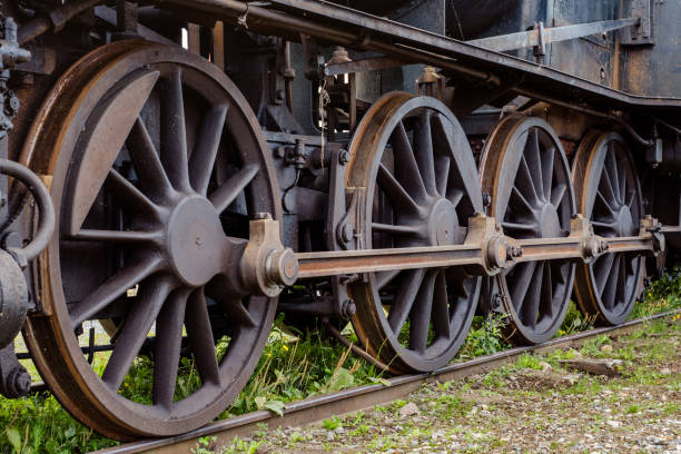 istock Drive wheels from an old steam locomotive 1076523498