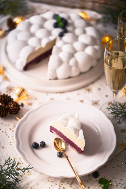 istock Christmas log, Vanilla Ganache and Chocolate and Blueberry Mousse 1076523732