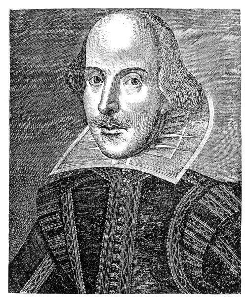 William Shakespeare Illustration of a William Shakespeare william shakespeare poet illustration and painting engraved image stock illustrations